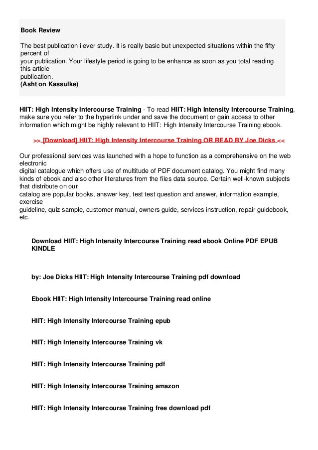 High Intensity Intercourse Training Joe Dicks